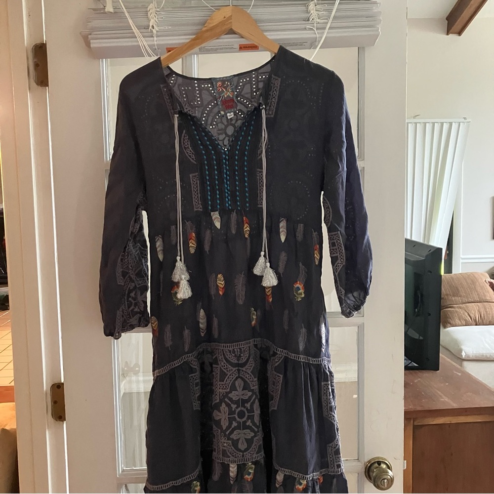 Johnny Was Embroidered Midi Dress